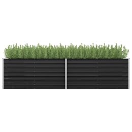 vidaXL Garden Raised Bed Anthracite 126"x31.5"x30.3" Galvanized Steel