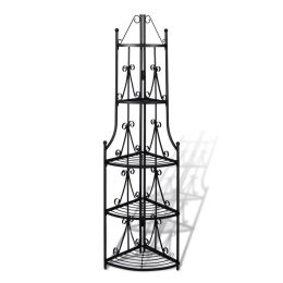 vidaXL Corner Plant Rack Black 14.2"x23.6"