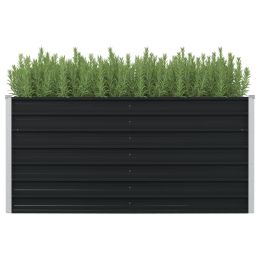 vidaXL Raised Garden Bed Anthracite 63"x31.5"x30.3" Galvanized Steel
