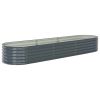 vidaXL Garden Raised Bed 126"x31.5"x17.3" Galvanized Steel Gray