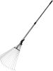Garden Leaf Rake Adjustable Lightweight 62.6". Telescopic Metal Rake
