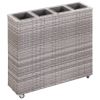 vidaXL Garden Raised Bed with 4 Pots 31.5"x8.7"x31.1" Poly Rattan Gray
