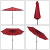 Free shipping 9FT Central Umbrella Waterproof Folding Sunshade for Garden, Backyard, Pool and Deck, Wine Red YJ
