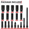 1/2-Inch Drive Deep Impact Socket Set; 19 Piece SAE Socket Set; 6 Point; Cr-Mo Steel; 3/8" to 1-1/4"; Universal Joint; Adapter and Extension Bar