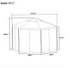 TOPMAX 11ft.Wx11ft. L Outdoor Patio Hexagon Gazebo with Polyester Curtain Side Wall; Double Roofs for Decks; Poolsides; Gardens; Beige