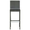 vidaXL Garden Bar Stools with Cushions 2 pcs Gray Poly Rattan